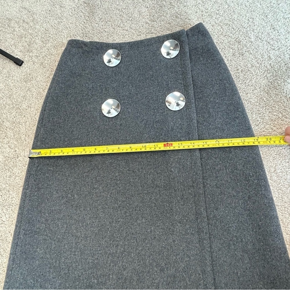 STELLA McCartney gray Pelier wrap front wool cashmere blend button skirt Sz 38 - Picture 13 of 15